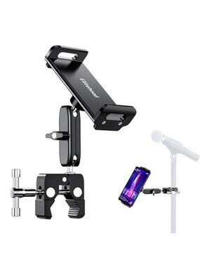 Aluminum Dual Ball Head Tablet Holder for Mic Stand, Adjustable iPad Mic Stand